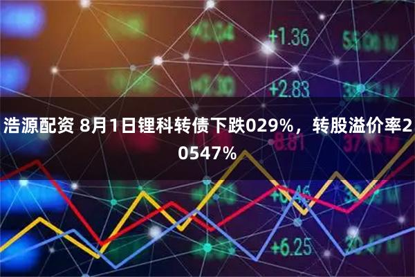 浩源配资 8月1日锂科转债下跌029%，转股溢价率20547%